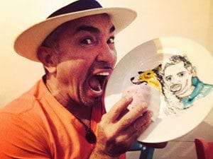 Cesar Millan bites plate of him
